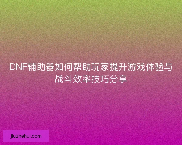 DNF辅助器如何帮助玩家提升游戏体验与战斗效率技巧分享