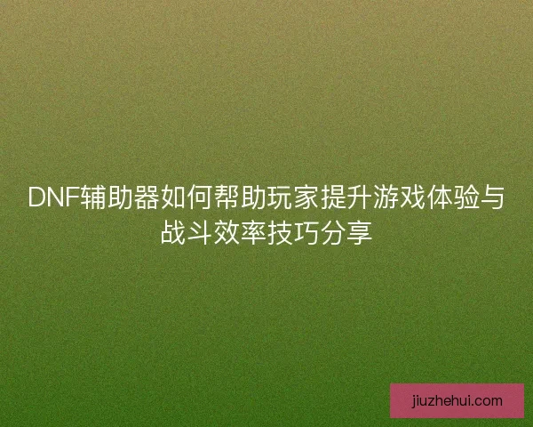 DNF辅助器如何帮助玩家提升游戏体验与战斗效率技巧分享