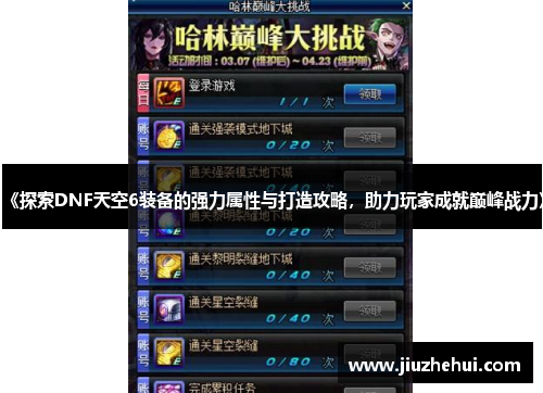 《探索DNF天空6装备的强力属性与打造攻略，助力玩家成就巅峰战力》